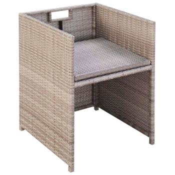 5-tlg. Garten-Essgruppe mit Auflagen Poly Rattan Beige