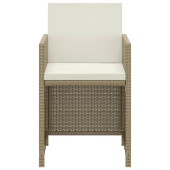 3-tlg. Garten-Essgruppe mit Kissen Poly Rattan Beige