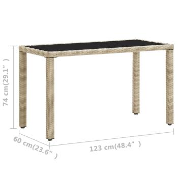 Gartentisch Beige 123x60x74 cm Poly Rattan