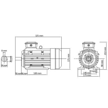 3-Phasen-Elektromotor Aluminium 1,5 kW 2 PS 2-Polig 2840 U/min