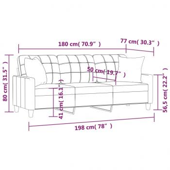 3-Sitzer-Sofa mit Zierkissen Schwarz 180 cm Kunstleder