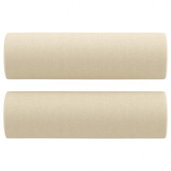 3-tlg. Sofagarnitur mit Kissen Creme Stoff