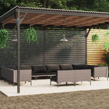 ARDEBO.de - 12-tlg. Garten-Lounge-Set mit Kissen Poly Rattan Dunkelgrau
