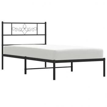 ARDEBO.de - Bettgestell mit Kopfteil Metall Schwarz 107x203 cm