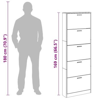 Schuhschrank mit 5 Schuhkippern Weiß Holz