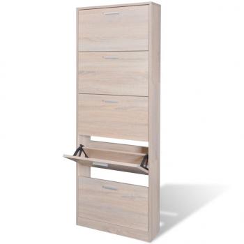 ARDEBO.de - Schuhschrank mit 5 Schuhkippern Holz Eichen-Optik