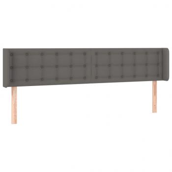 LED Kopfteil Grau 203x16x78/88 cm Kunstleder