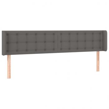 Kopfteil mit Ohren Grau 203x16x78/88 cm Kunstleder
