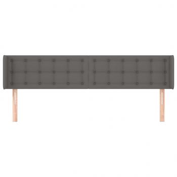 Kopfteil mit Ohren Grau 203x16x78/88 cm Kunstleder