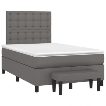 Boxspringbett mit Matratze Grau 120x200 cm Kunstleder