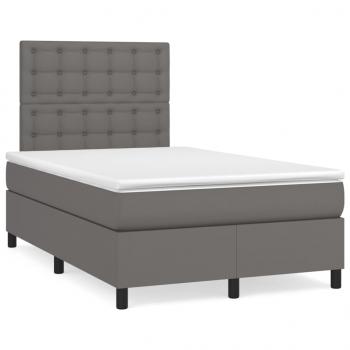 Boxspringbett mit Matratze Grau 120x200 cm Kunstleder