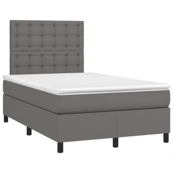 Boxspringbett mit Matratze Grau 120x200 cm Kunstleder