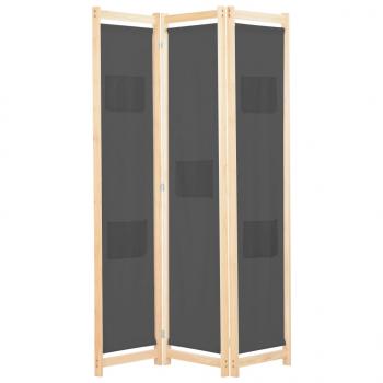 ARDEBO.de - 3-teiliger Raumteiler Grau 120 x 170 x 4 cm Stoff