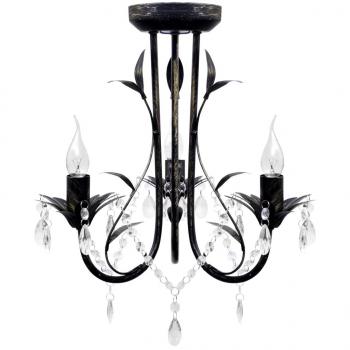 ARDEBO.de - Decknlampe Art Novau mit Kristallperlen 3 x E14
