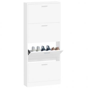 Schuhschrank Weiß 59x17x150 cm Holzwerkstoff
