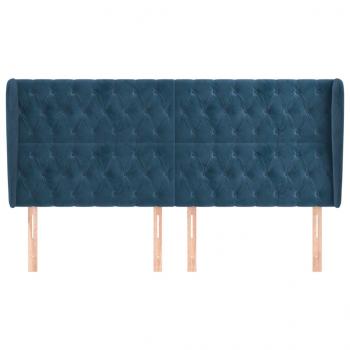Kopfteil mit Ohren Dunkelblau 183x23x118/128 cm Samt