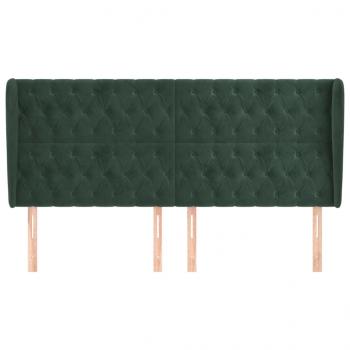 Kopfteil mit Ohren Dunkelgrün 203x23x118/128 cm Samt