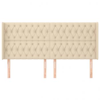 Kopfteil mit Ohren Creme 183x16x118/128 cm Stoff