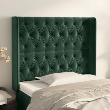 ARDEBO.de - Kopfteil mit Ohren Dunkelgrün 103x16x118/128 cm Samt