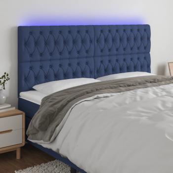 ARDEBO.de - LED Kopfteil Blau 180x7x118/128 cm Stoff