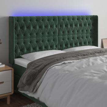 ARDEBO.de - LED Kopfteil Dunkelgrün 203x16x118/128 cm Samt