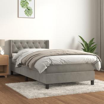 ARDEBO.de - Boxspringbett mit Matratze Hellgrau 80x200 cm Samt