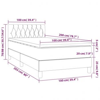 Boxspringbett mit Matratze & LED Schwarz 100x200 cm Samt
