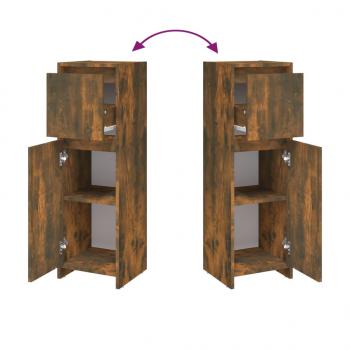 Badezimmerschrank Räuchereiche 30x30x95 cm Holzwerkstoff
