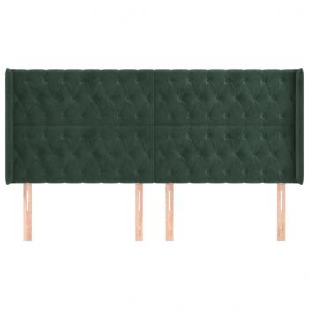 Kopfteil mit Ohren Dunkelgrün 183x16x118/128 cm Samt