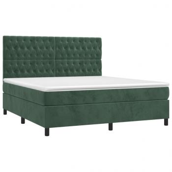 Boxspringbett mit Matratze & LED Dunkelgrün 180x200 cm Samt