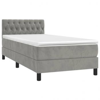 Boxspringbett mit Matratze Hellgrau 90x190 cm Samt