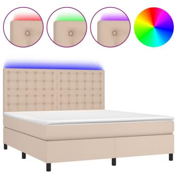 Boxspringbett mit Matratze & LED Cappuccino-Braun 180x200cm