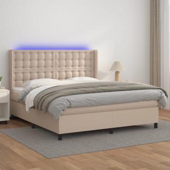 ARDEBO.de - Boxspringbett mit Matratze & LED Cappuccino-Braun 180x200cm