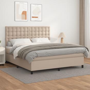 ARDEBO.de - Boxspringbett Matratze Cappuccino-Braun 180x200 cm Kunstleder