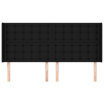 Kopfteil mit Ohren Schwarz 163x16x118/128 cm Stoff