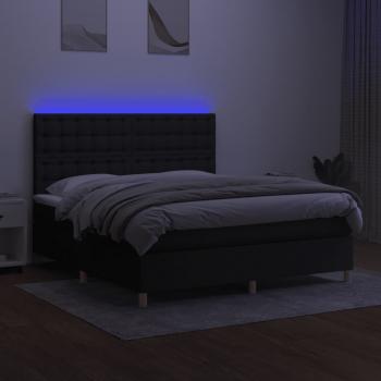 Boxspringbett mit Matratze & LED Schwarz 160x200 cm Stoff