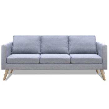 Sofa 3-Sitzer Stoff Hellgrau 