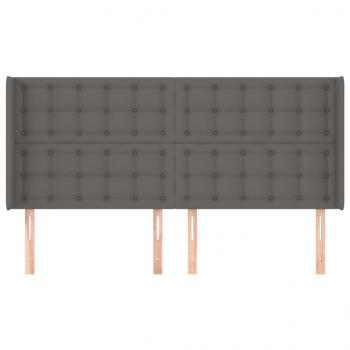 Kopfteil mit Ohren Grau 203x16x118/128 cm Kunstleder
