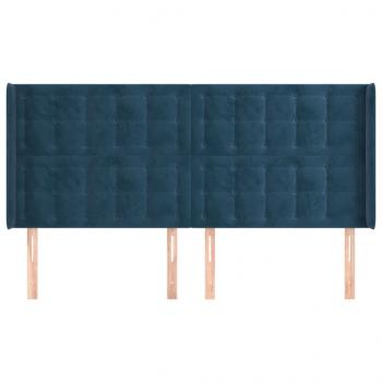 Kopfteil mit Ohren Dunkelblau 183x16x118/128 cm Samt
