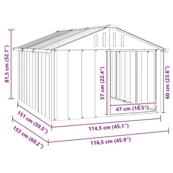 Hundehütte Anthrazit 116,5x153x81,5 cm Verzinkter Stahl