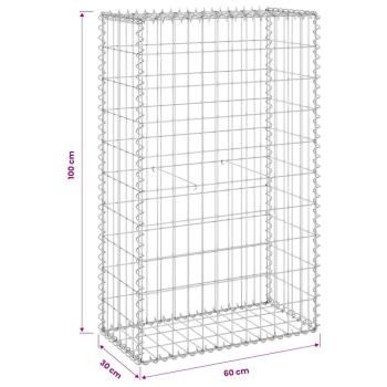 Gabionenwand mit Abdeckung Verzinkter Stahl 60x30x100 cm