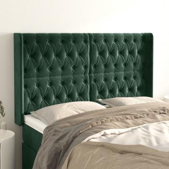 ARDEBO.de - Kopfteil mit Ohren Dunkelgrün 147x16x118/128 cm Samt