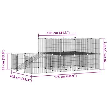 44-tlg. Haustierkäfig mit Tür Schwarz 35x35 cm Stahl