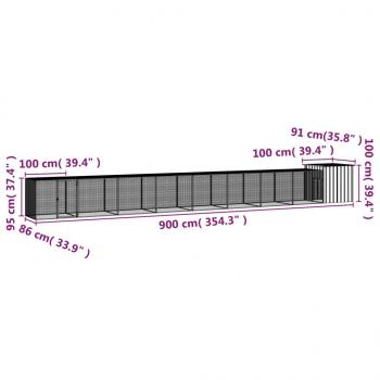 Hühnerkäfig Grau 900x91x100 cm Verzinkter Stahl