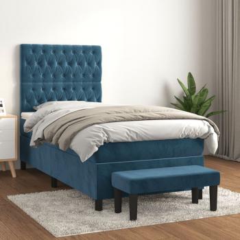 ARDEBO.de - Boxspringbett mit Matratze Dunkelblau 100x200 cm Samt
