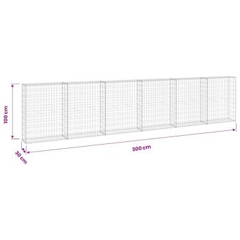 Gabionenwand mit Abdeckung Verzinkter Stahl 300x30x100 cm