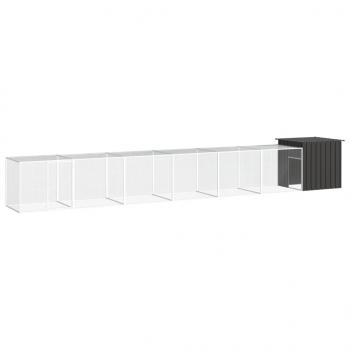 ARDEBO.de - Hühnerkäfig Anthrazit 700x91x100 cm Verzinkter Stahl