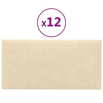 Wandpaneele 12 Stk. Creme 60x30 cm Stoff 2,16 m²