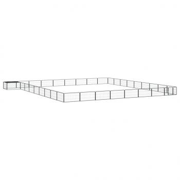 ARDEBO.de - 36-tlg. Hundelaufstall Schwarz 100x50cm Stahl Pulverbeschichtet