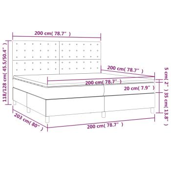 Boxspringbett mit Matratze & LED Creme 200x200 cm Stoff